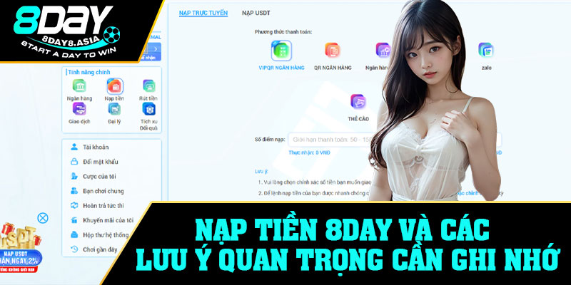 Nạp tiền 8Day và các lưu ý quan trọng cần ghi nhớ