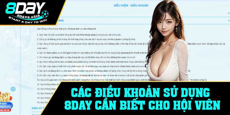 Các điều khoản sử dụng 8Day cần biết cho hội viên