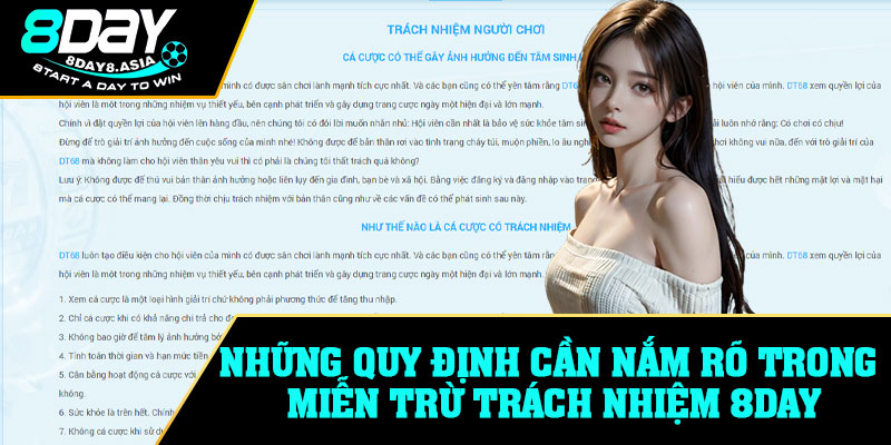 Những quy định cần nắm rõ trong miễn trừ trách nhiệm 8Day